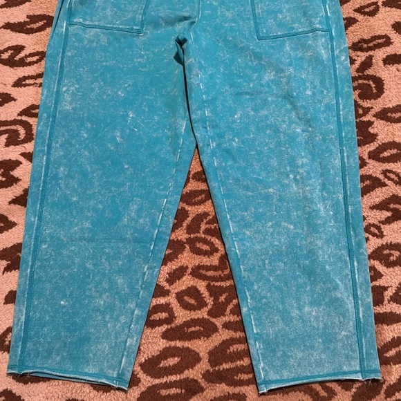 NEW HABITAT Pull on terry cloth pants Womens L turquoise blue Beach loungewear - Picture 5 of 15